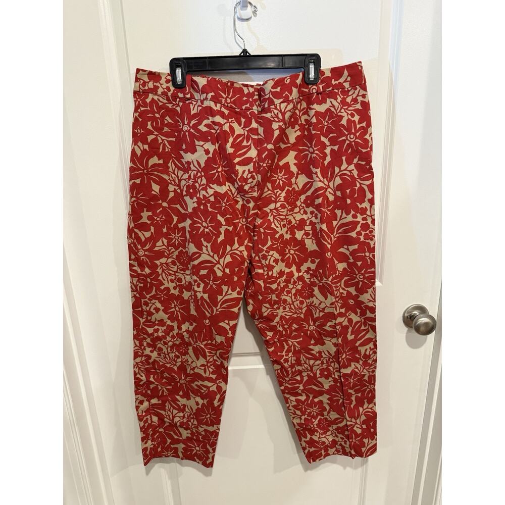 Talbots Signature Womens Floral Crop Pants Sz 18W Ankle Casual Work Evening